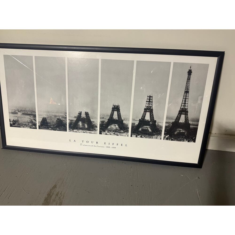Framed Print Sequential Construction Phases of the Eiffel Tower in Paris